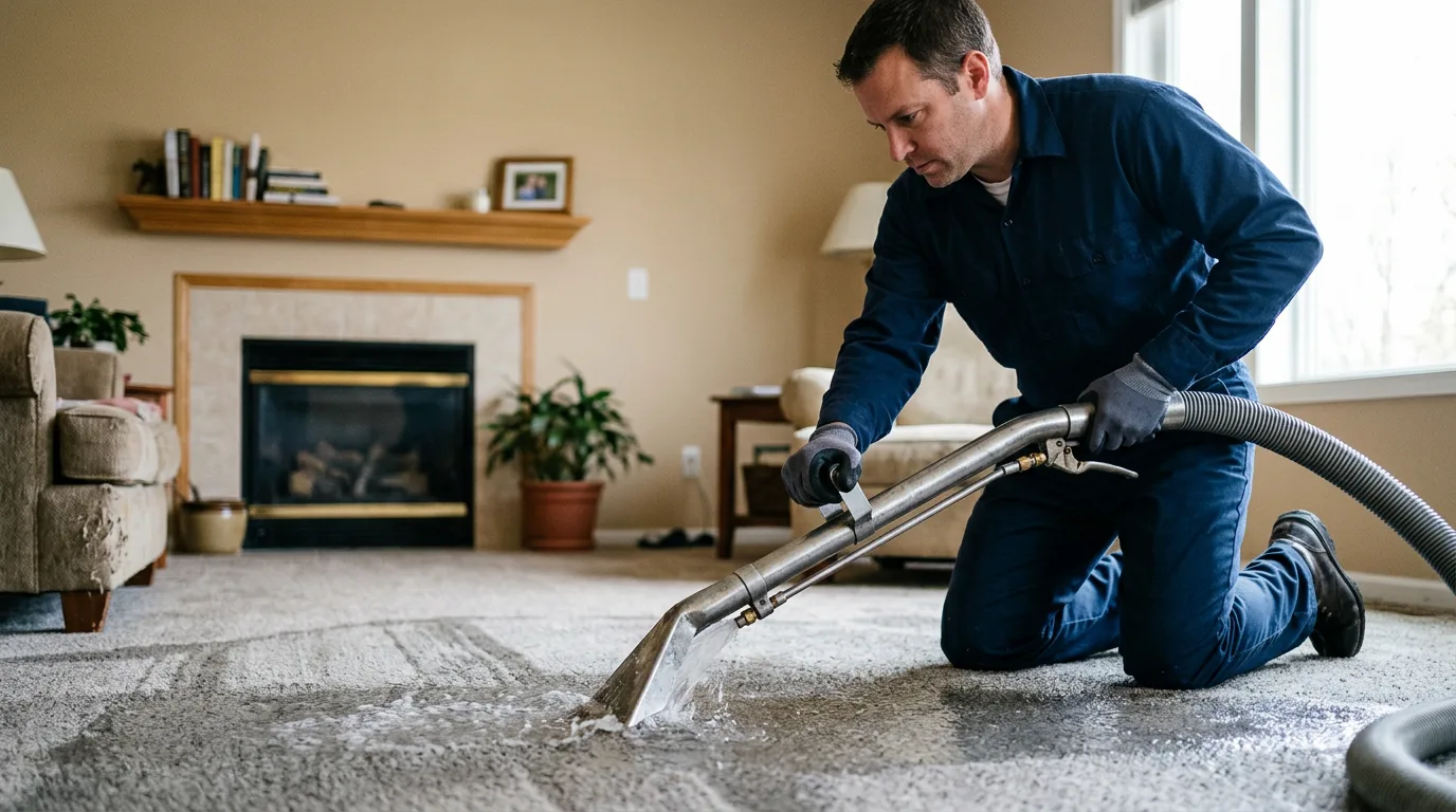Water damage restoration technician working near Buckholts, TX